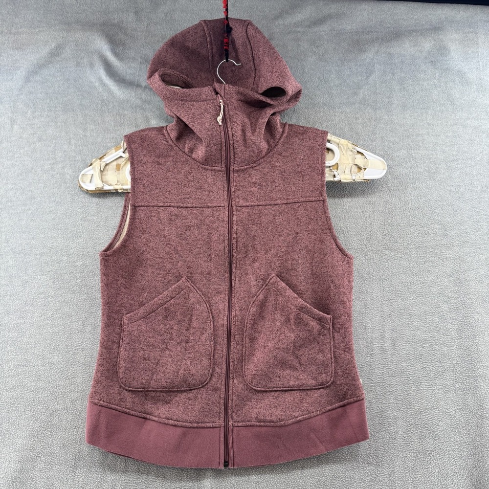 Burton Women's Large Purple Plaid Hooded Full Zip Vest DRYRIDE Fleece Lined Ski